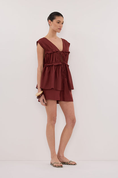 QUINN SAHARA LINEN RUFFLE TOP