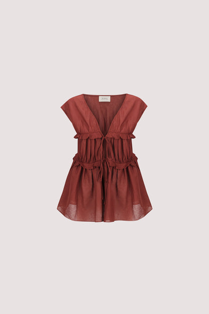 QUINN SAHARA LINEN RUFFLE TOP