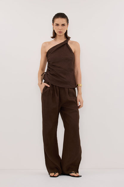 FINNY BITTER CHOC LINEN TOP