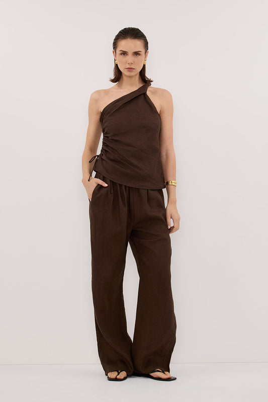 FINNY BITTER CHOC LINEN TOP