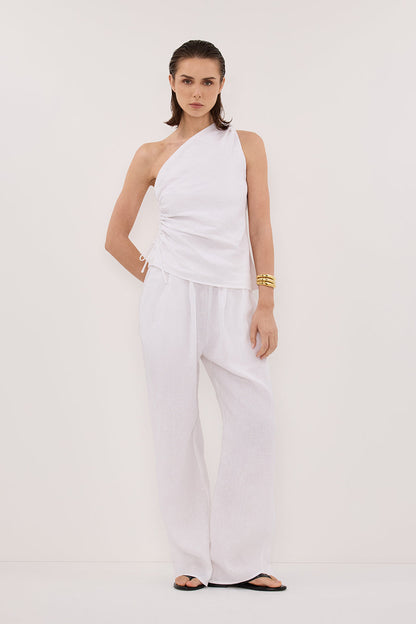 FINNY WHITE SLEEVELESS LINEN TOP