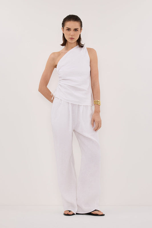 FINNY WHITE SLEEVELESS LINEN TOP