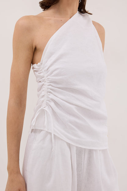 FINNY WHITE SLEEVELESS LINEN TOP