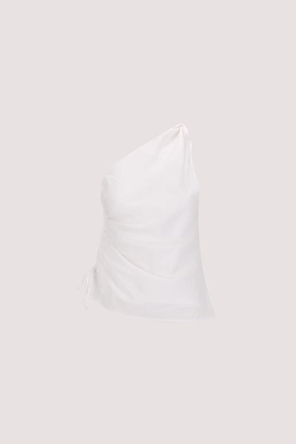 FINNY WHITE SLEEVELESS LINEN TOP