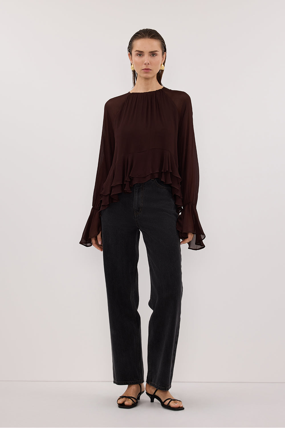 BODHI DARK CHOC LONG SLEEVE TOP