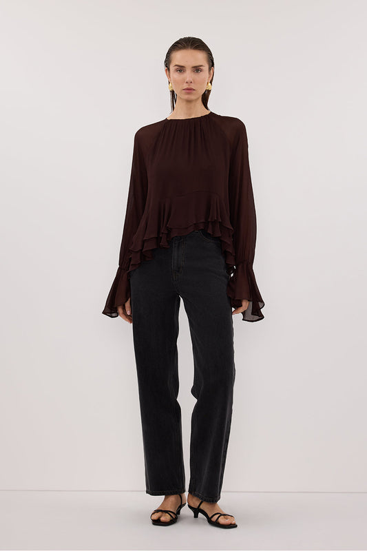 BODHI DARK CHOC LONG SLEEVE TOP