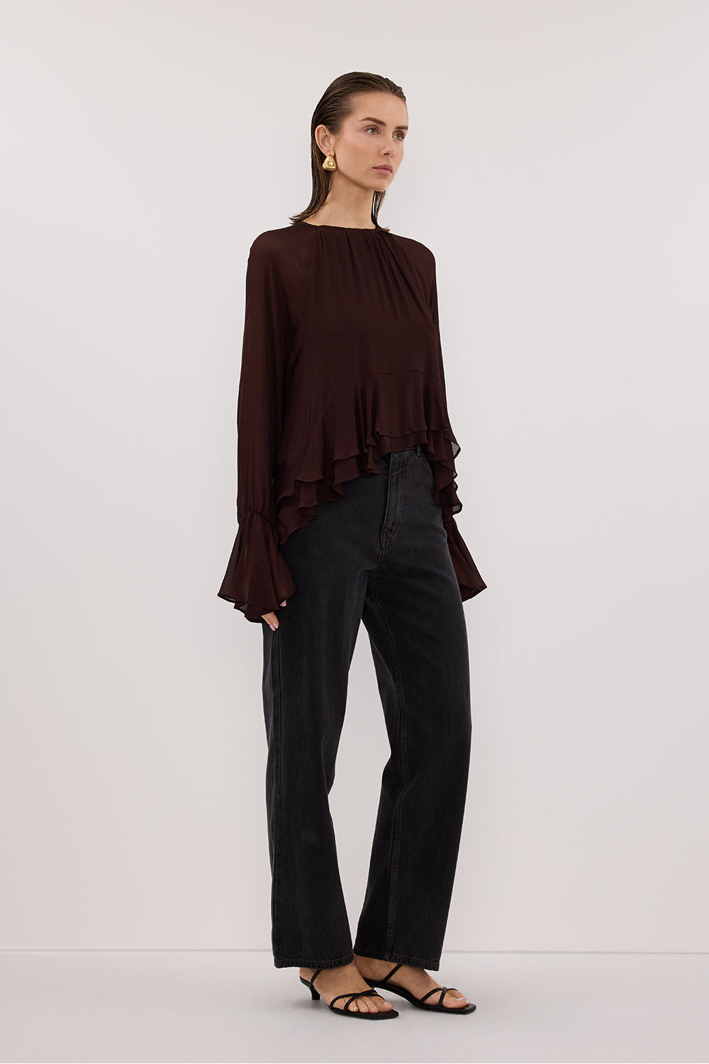 BODHI DARK CHOC LONG SLEEVE TOP