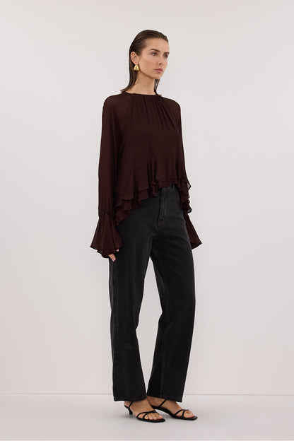 BODHI DARK CHOC LONG SLEEVE TOP
