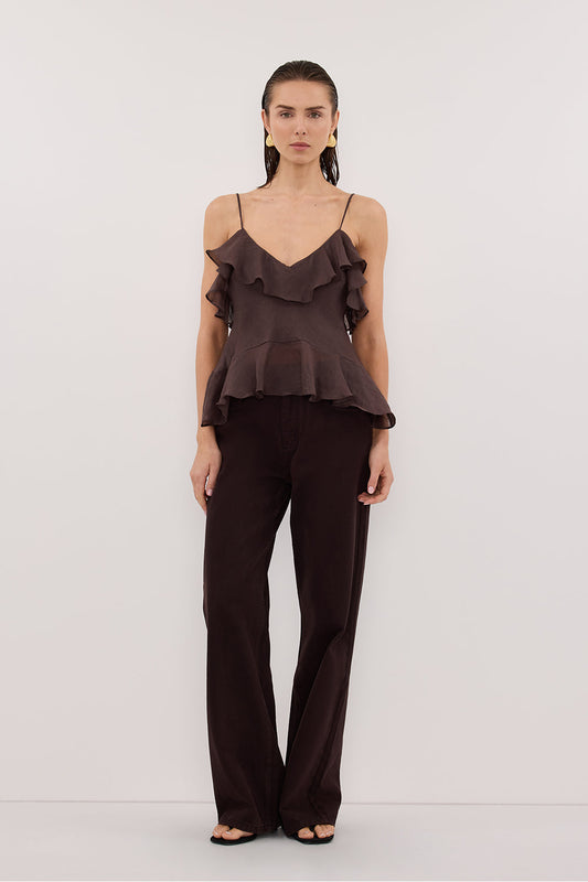 SARA DARK CHOC RAMIE CAMI TOP