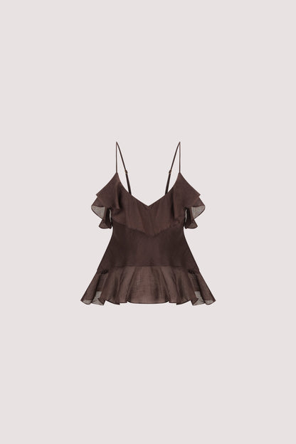 SARA DARK CHOC RAMIE CAMI TOP