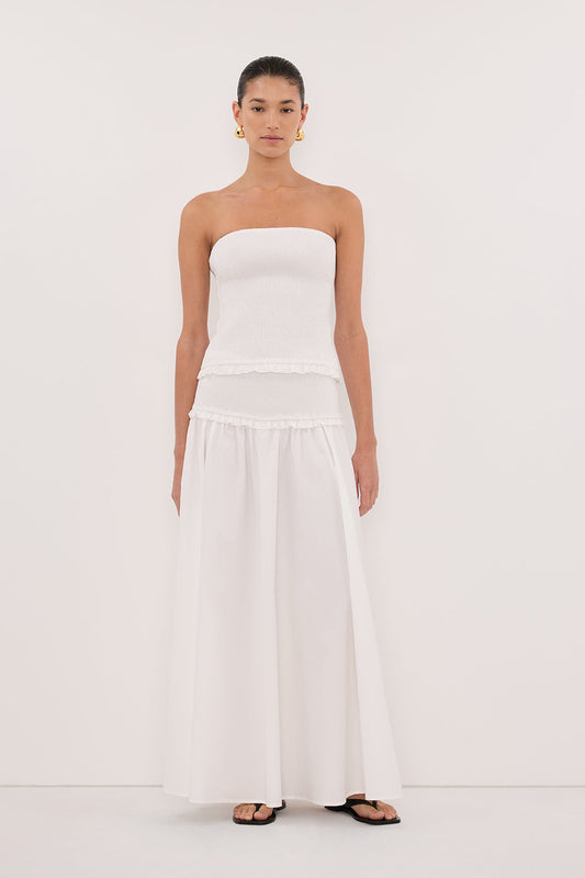 EDIE WHITE STRAPLESS COTTON TOP