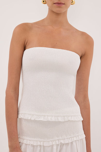 EDIE WHITE STRAPLESS COTTON TOP
