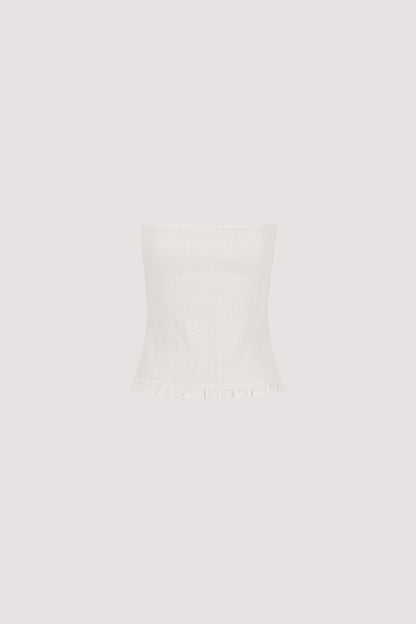 EDIE WHITE STRAPLESS COTTON TOP