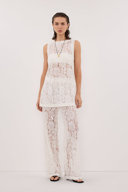 WILMA WHITE SLEEVELESS LACE TUNIC