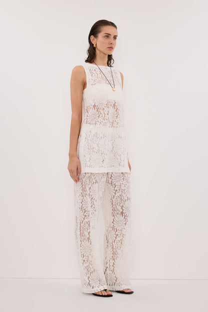 WILMA WHITE SLEEVELESS LACE TUNIC