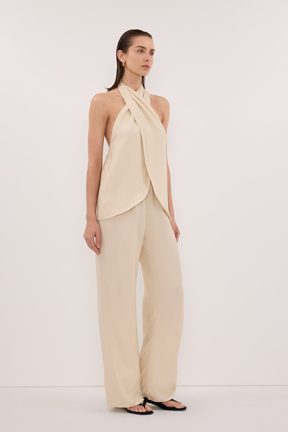 ADDIE STRAW CUPRO HALTER TOP