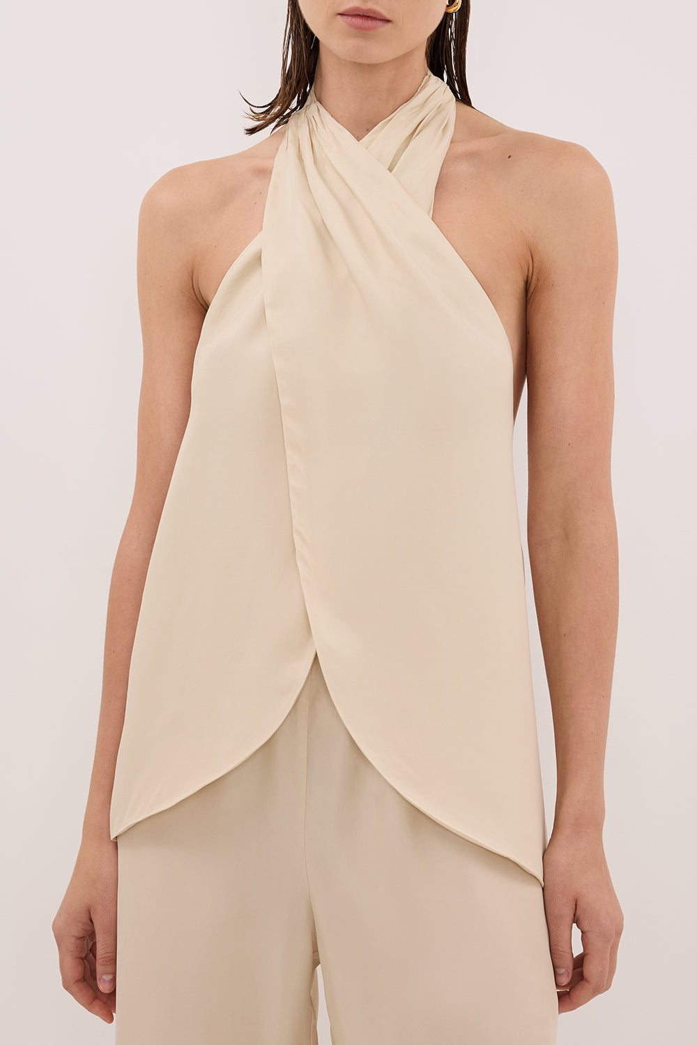 ADDIE STRAW CUPRO HALTER TOP