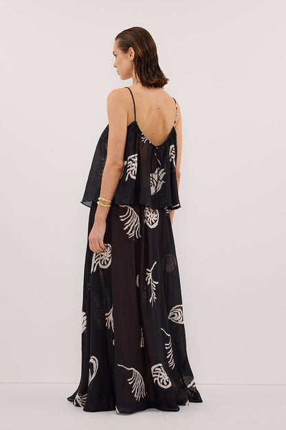 POSITANO BLACK SLEEVELESS RAMIE TOP