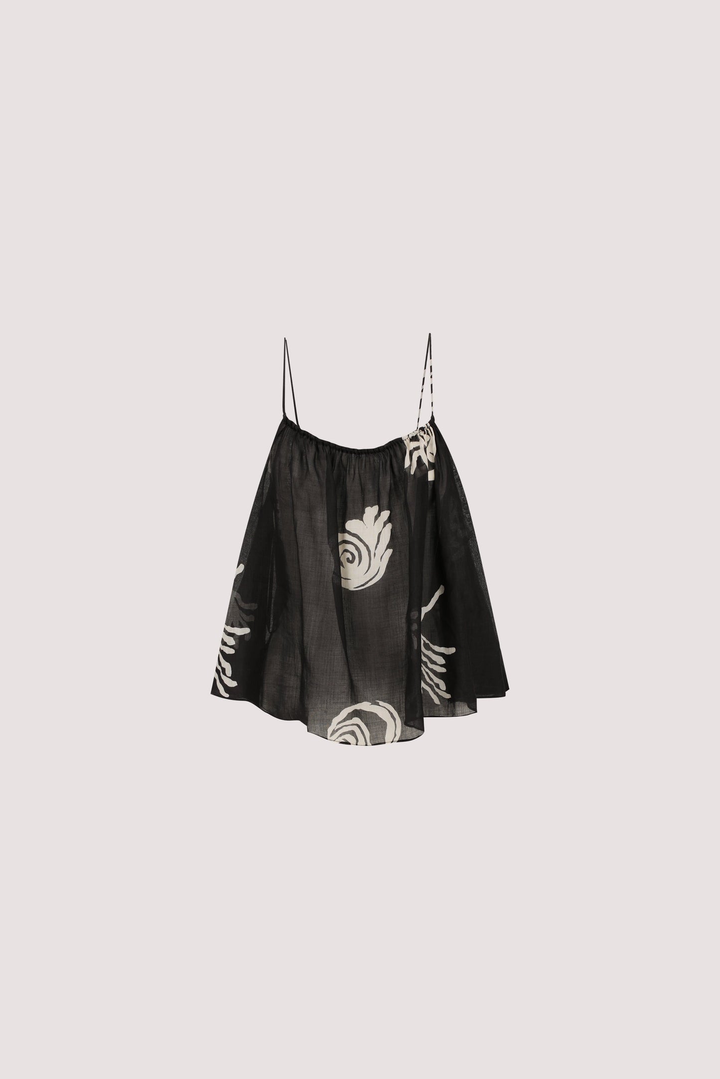 POSITANO BLACK SLEEVELESS RAMIE TOP