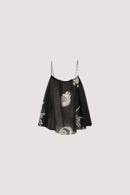 POSITANO BLACK SLEEVELESS RAMIE TOP