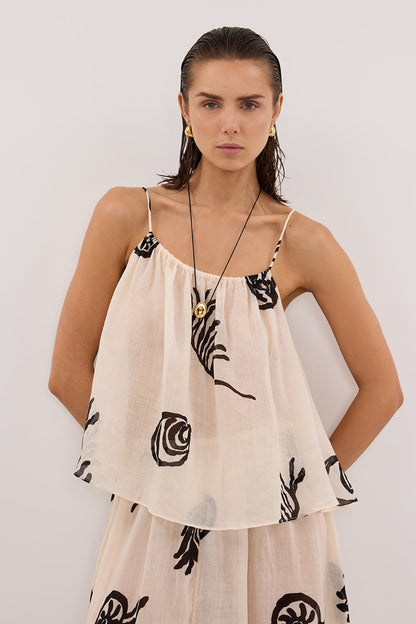 POSITANO SANDSTONE SLEEVELESS RAMIE  TOP