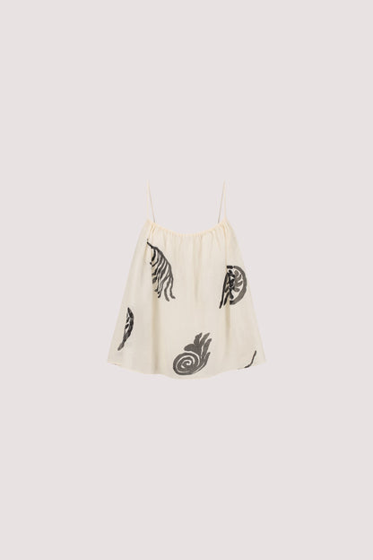 POSITANO SANDSTONE SLEEVELESS RAMIE  TOP