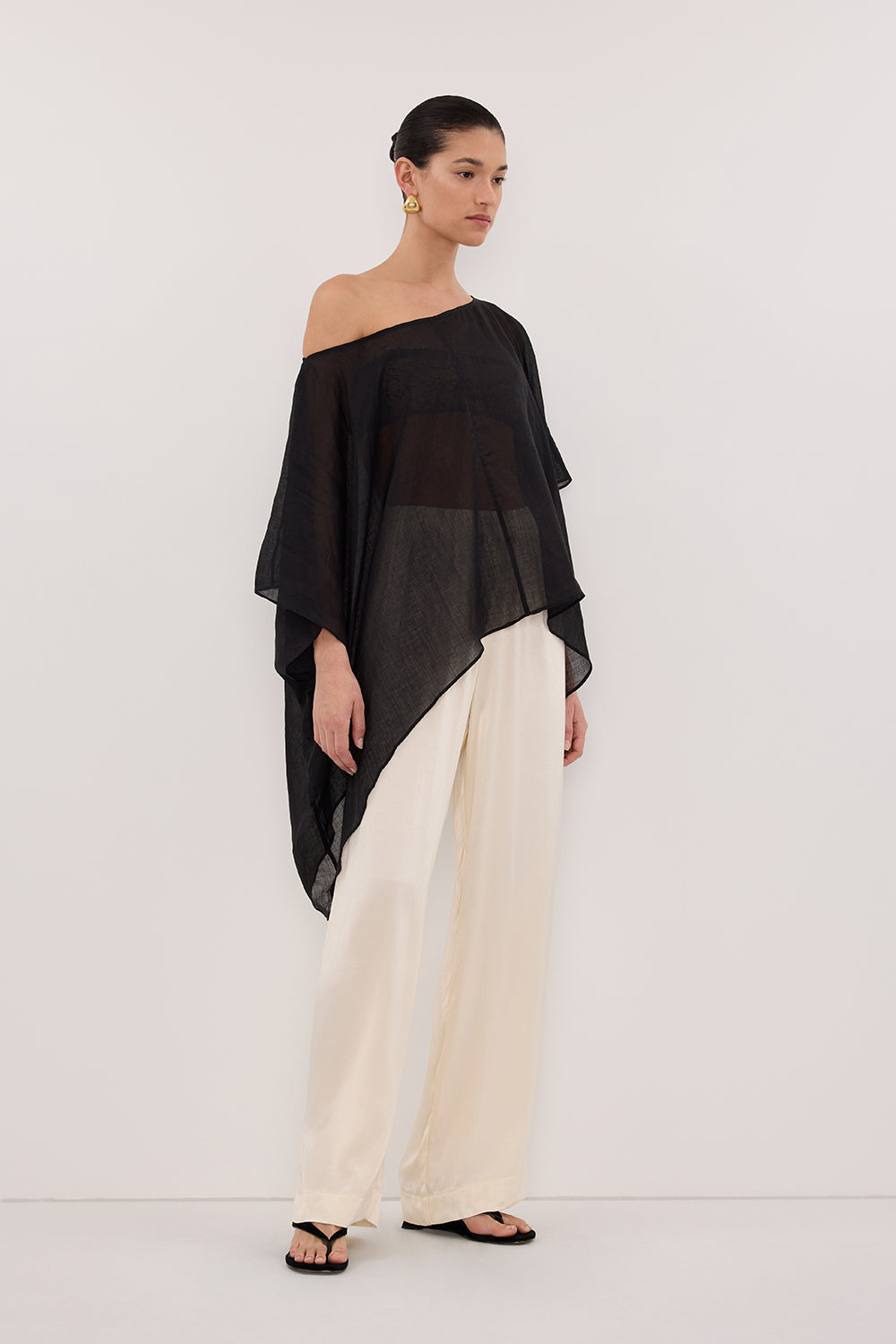 BRIANNE BLACK BATWING RAMIE TOP