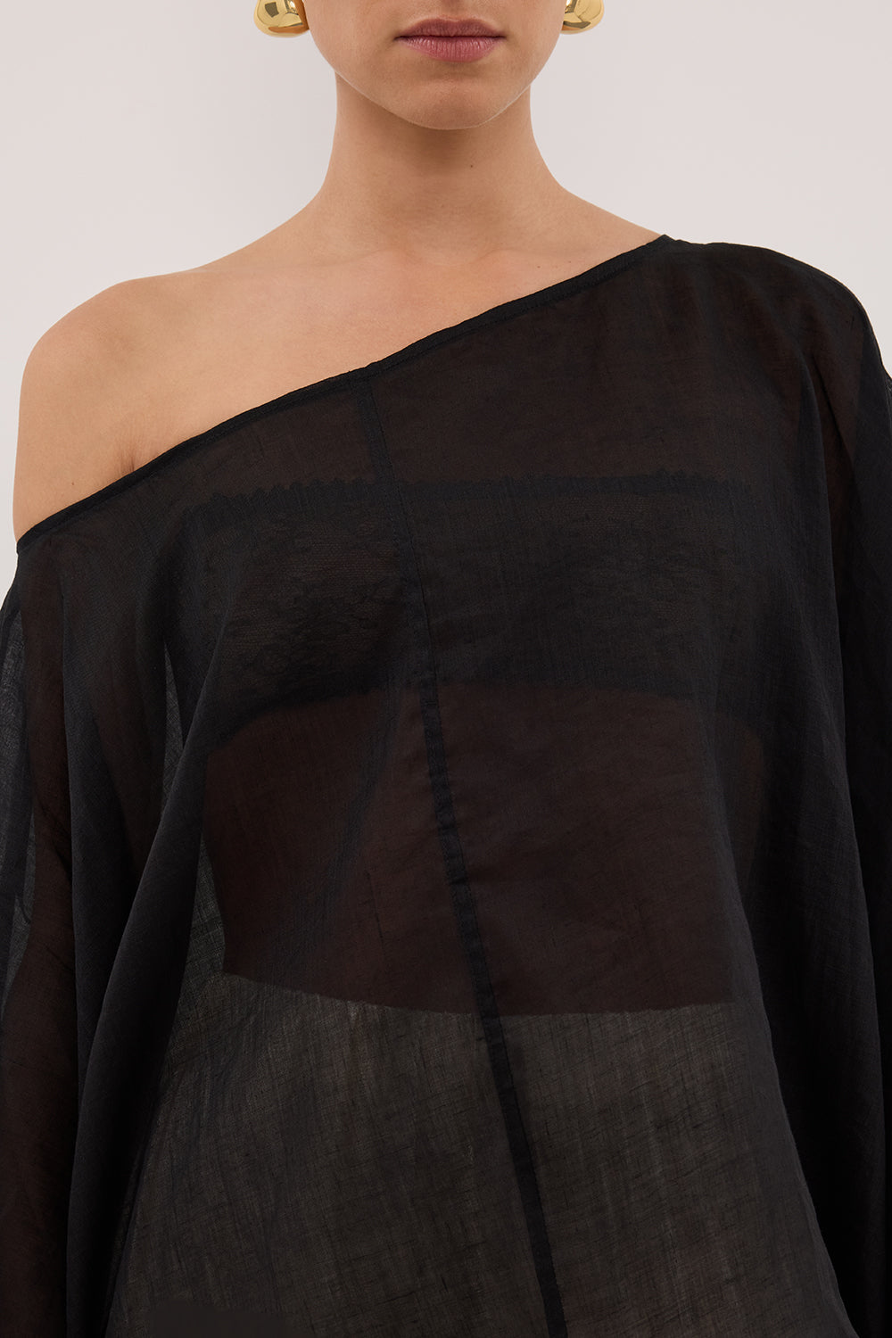 BRIANNE BLACK BATWING RAMIE TOP