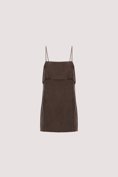 IDA BITTER CHOC SLEEVELESS FOLDOVER CAMI TOP