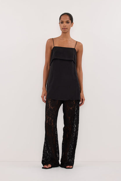 IDA BLACK SLEEVELESS FOLDOVER CAMI TOP