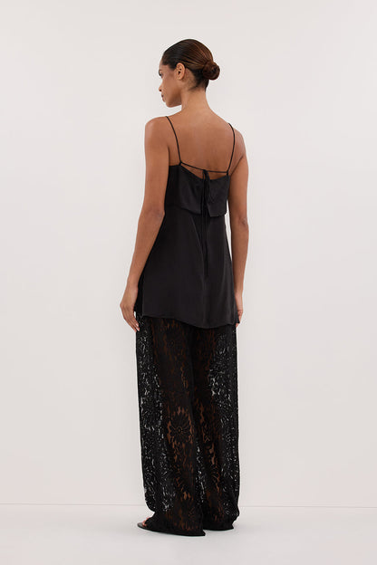 IDA BLACK SLEEVELESS FOLDOVER CAMI TOP