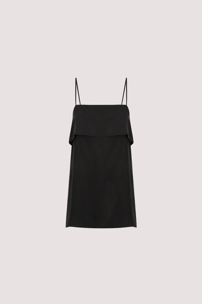 IDA BLACK SLEEVELESS FOLDOVER CAMI TOP