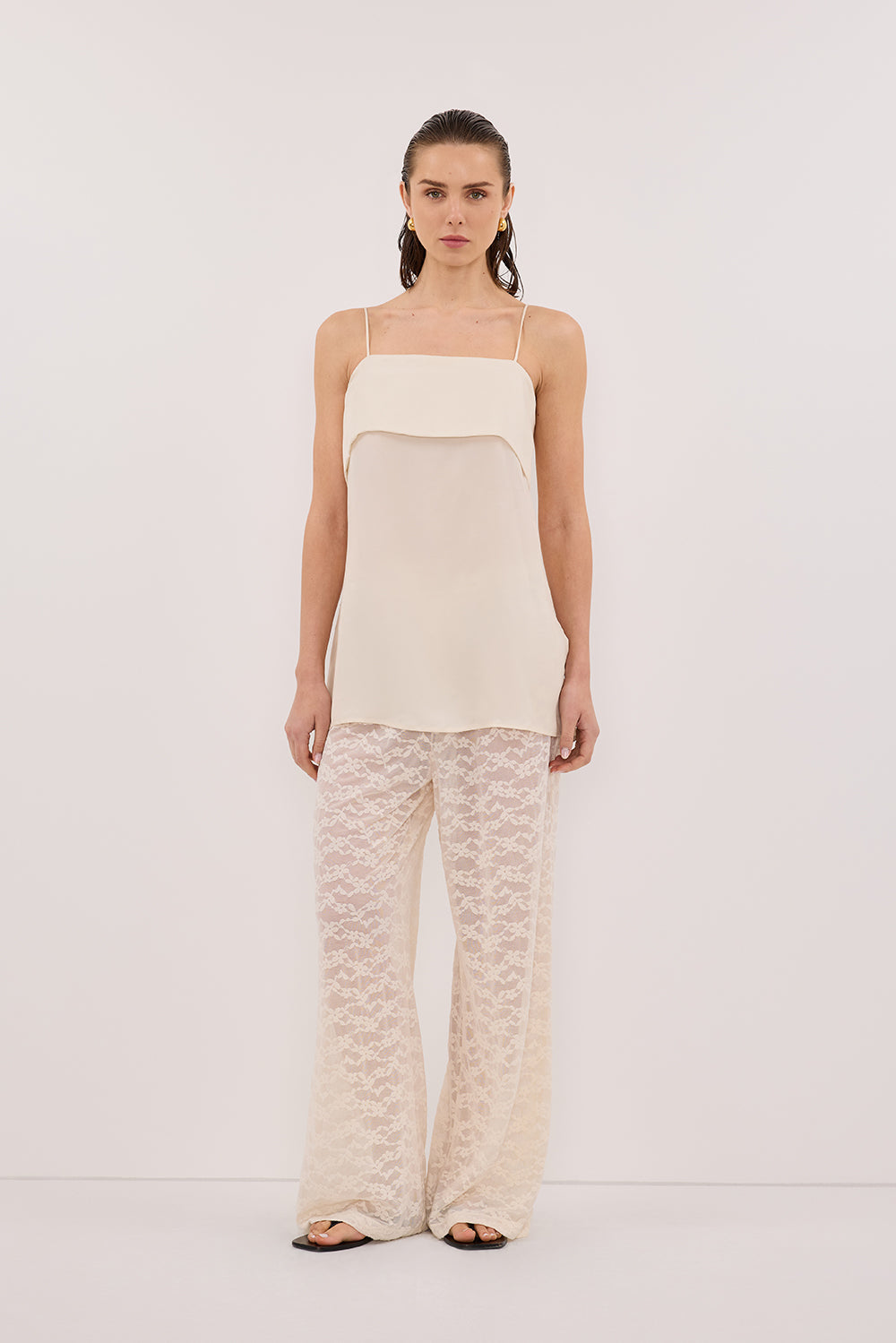 IDA SANDSTONE SLEEVELESS FOLDOVER CAMI TOP