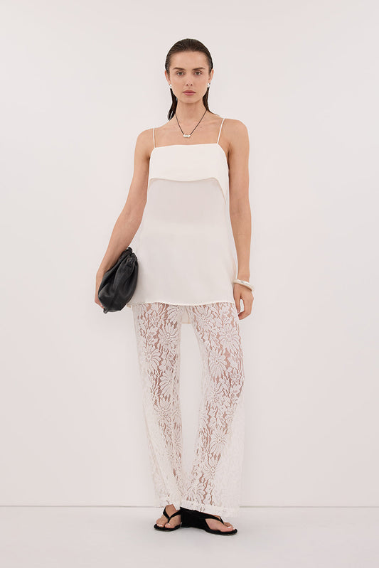 IDA WHITE SLEEVELESS FOLDOVER CAMI TOP