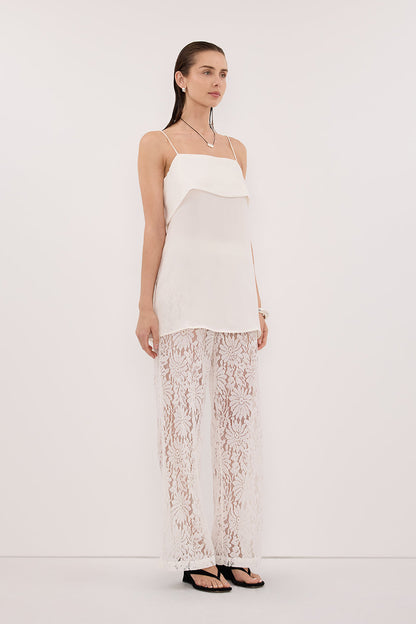 IDA WHITE SLEEVELESS FOLDOVER CAMI TOP