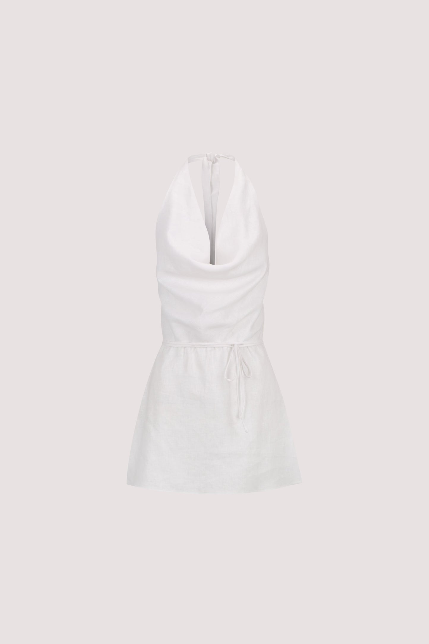 HAYLEE WHITE SLEEVELESS LINEN COWL TOP
