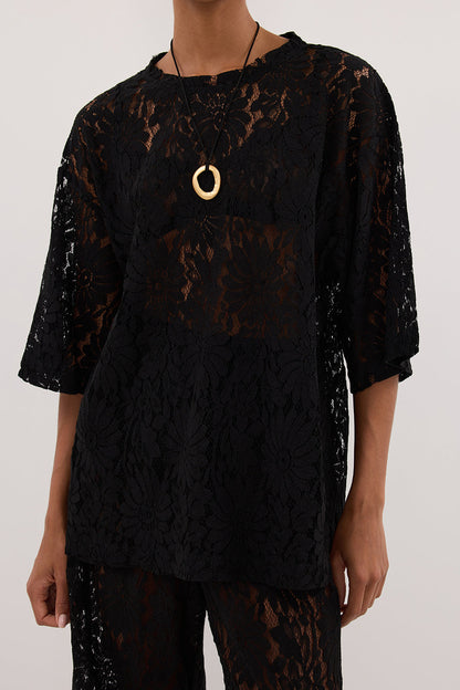 WILMA BLACK LACE TEE