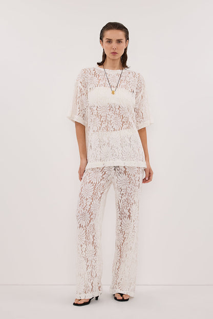 WILMA WHITE LACE TEE