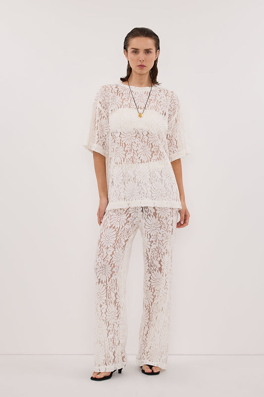 WILMA WHITE LACE TEE