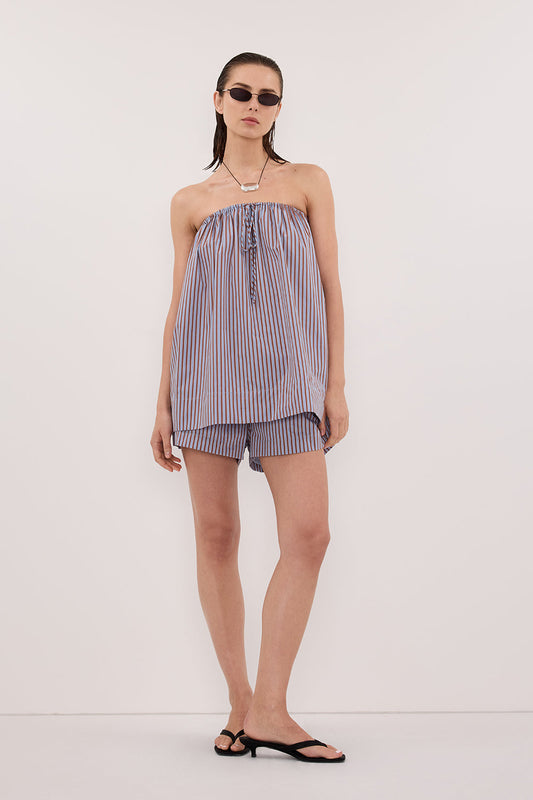 HARRI STRIPE STRAPLESS TOP