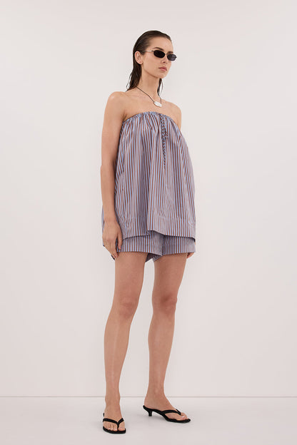 HARRI STRIPE STRAPLESS TOP
