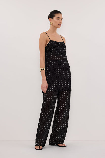 VANESSA BLACK SLEEVELESS SPOT CAMI TOP