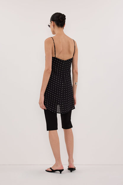 VANESSA BLACK SLEEVELESS SPOT CAMI TOP