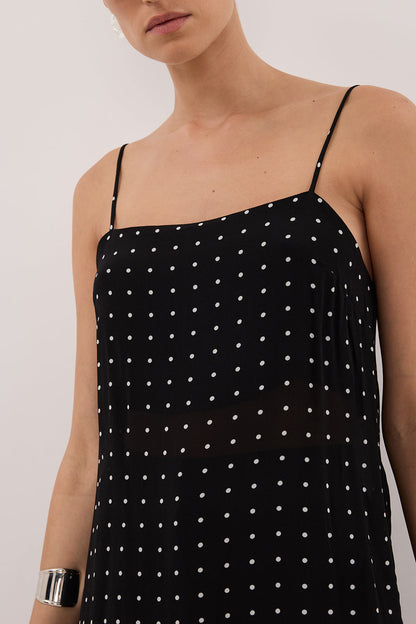VANESSA BLACK SLEEVELESS SPOT CAMI TOP