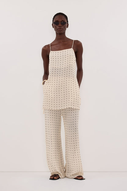 VANESSA SANDSTONE SLEEVELESS SPOT CAMI TOP