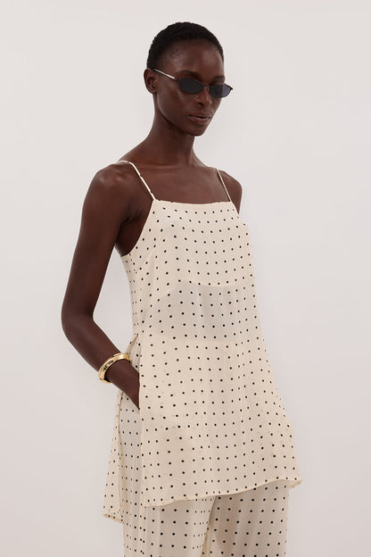 VANESSA SANDSTONE SLEEVELESS SPOT CAMI TOP