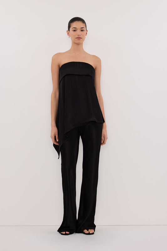 SANDER BLACK STRAPLESS SATIN TOP