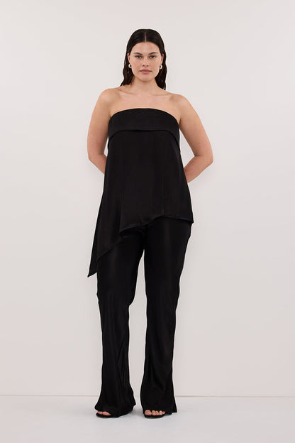 SANDER BLACK STRAPLESS SATIN TOP