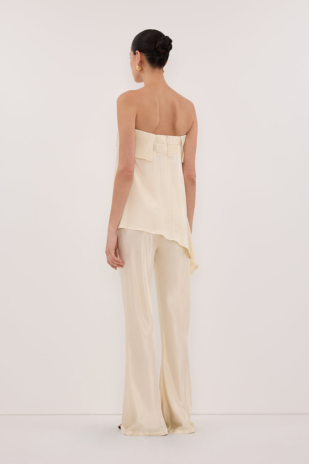 SANDER CREAM STRAPLESS SATIN TOP