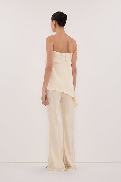 SANDER CREAM STRAPLESS SATIN TOP